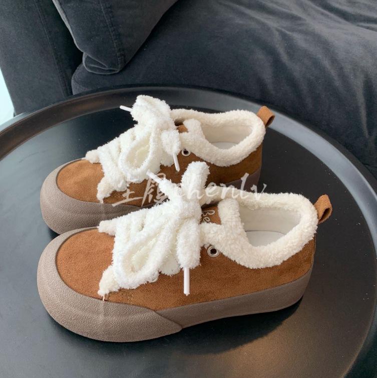BE cute platform small man casual versatile board shoes autumn and winter velvet warm cotton shoes women