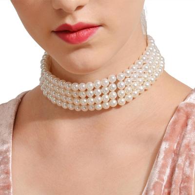 Europäisch-Amerikanische Mehrlagige Perlenkette - Damen Choker mit Eleganter Kragen Schlüsselbeinkette