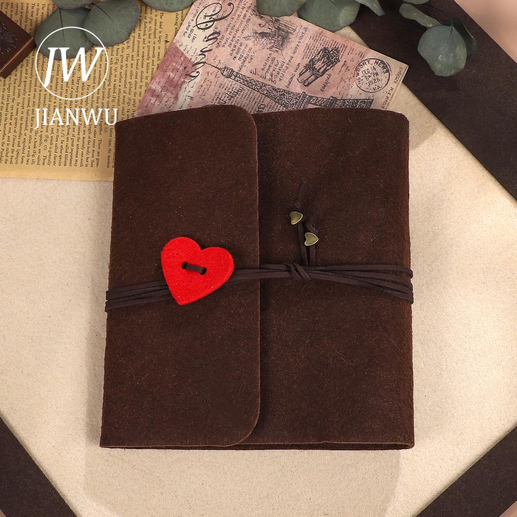 JIANWU Vintage Felt Paste Photo Album Black Inner Page Material Student Loose-leaf Album Creative Journal Supplies Stationery