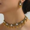 Rhinestone Necklace Earrings Set Pendant Women Jewelry Set Elegant Tassel Jewelry Set  Wedding