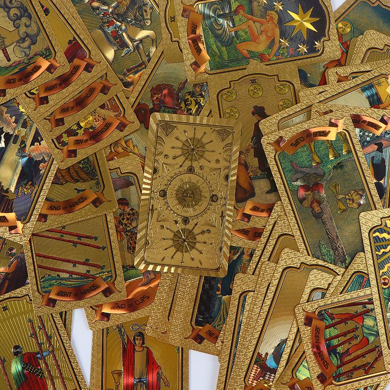 Mazzo di Tarocchi Bianco Edizione da Collezione: Set Completo Foglia Oro, Materiale PET, Nuove Carte dei Tarocchi.