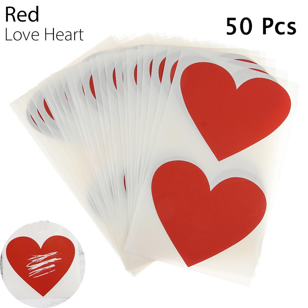 50Pcs/Set Cute Love Pentagram Shape Scratch Card Sticker DIY Postcard Wedding Gift Self-adhesive Coating Sticker Color Multi-use