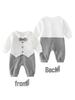 Four Seasons Baby Bodysuit: Long Sleeve Grey Gentleman Formal Romper for Newborns