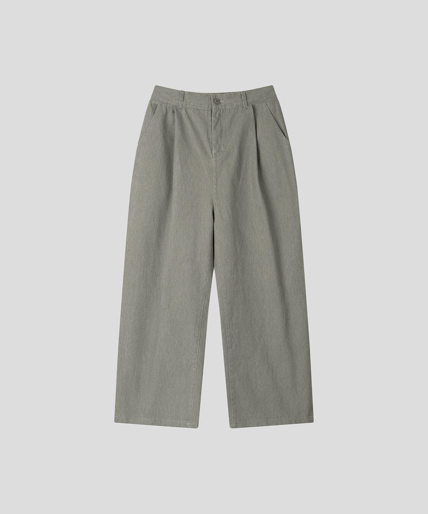 BLACK MOMENT Balloon Fit Pintuck Wide Cotton Pants [Khaki Brown]