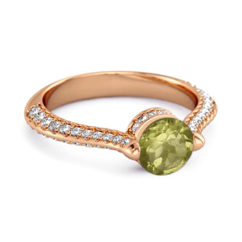 Peridot Pavé Split Band Ring - Sterlingsilber Roségold Vermeil