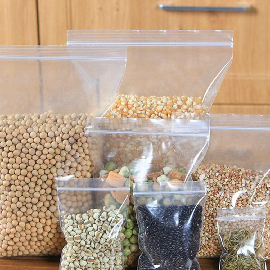 100pcs Bags Clear Food Storage Package Jewelry Packing Reclosable Vacuum Fresh Keeping Pouch