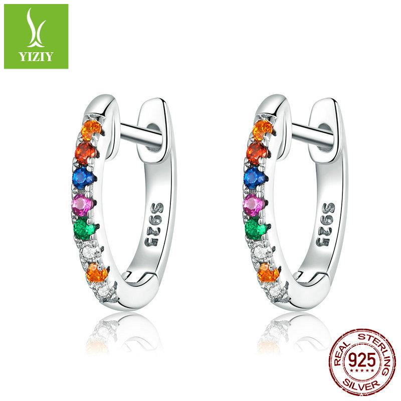 Kleine Kreise 925 Silber Ohrringe Schlichte Mode Vergoldet Echtes Gold Temperament Silber Stecker Sce498