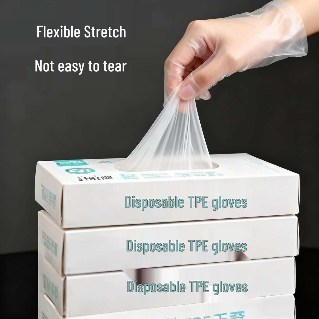 TPE Non-slip Thickened Transparent Disposable Gloves for Kitchen and Catering