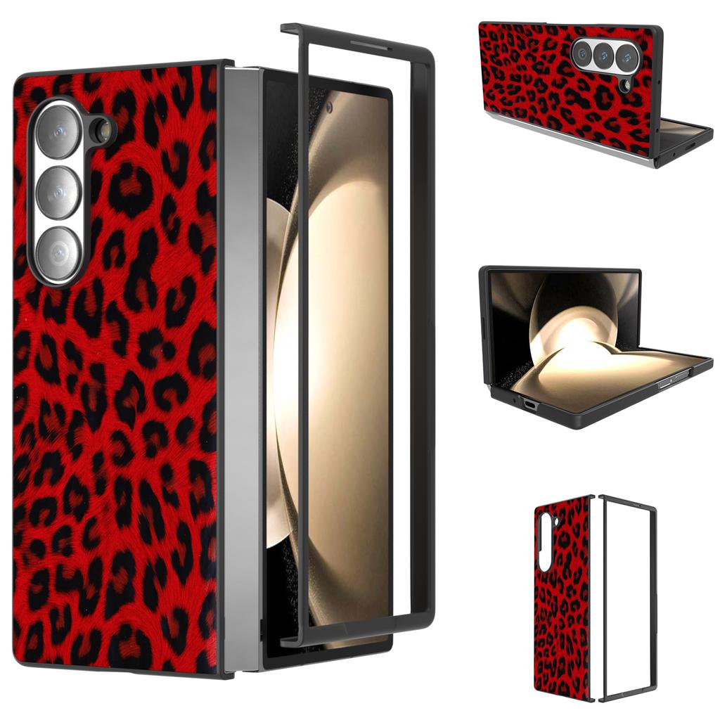ABEEL Für Samsung Galaxy Z Fold6 5G Hülle Leopardenmuster PU+PC Handyhülle
