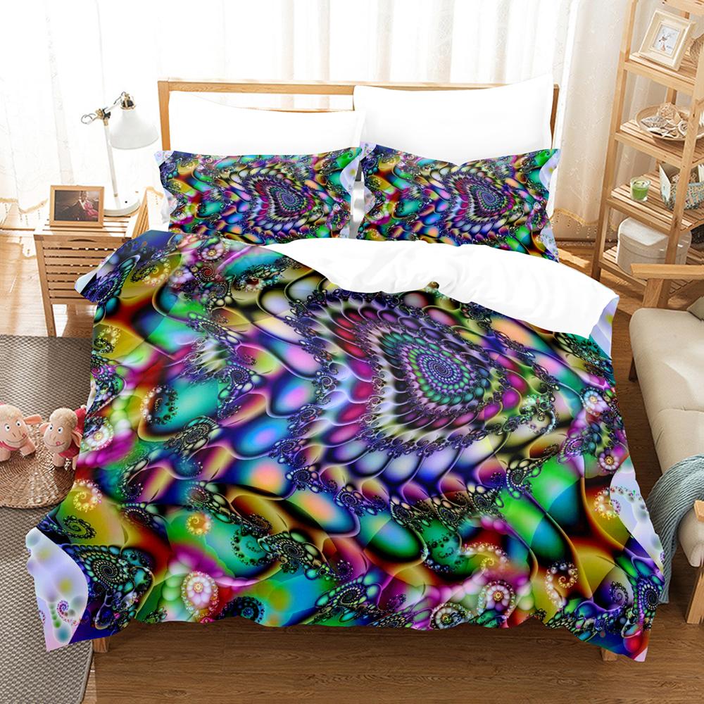 Mandala Duvet Cover Set Blue Flower Abstract Art Pattern Comforter Cover King Queen Size For Teen Adults Bedding Set With Zipper