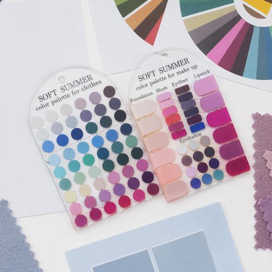 Farbtypanalyse Vorlagenkarten 2 Stück Sommer Set, Tragbare saisonale Palette Make-up Matching Guide Karte, Acryl Persönlich für Outfits & Saison