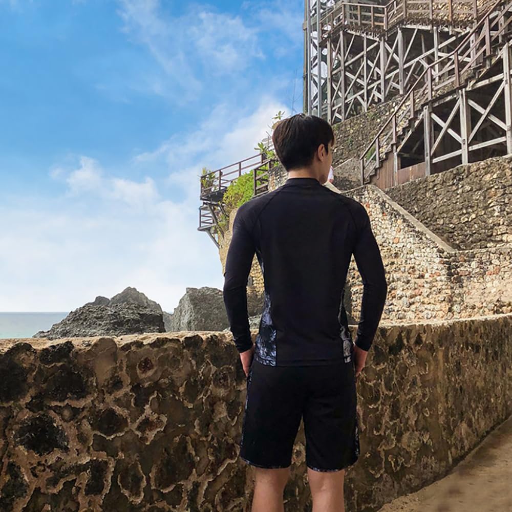 Rashguard Swimwear Long Sleeve Leggings Surf Pants Fitness Swimwear Top and Bottom Set Set Men UV Protection Large Size Amphibious Hot Spring Swimming