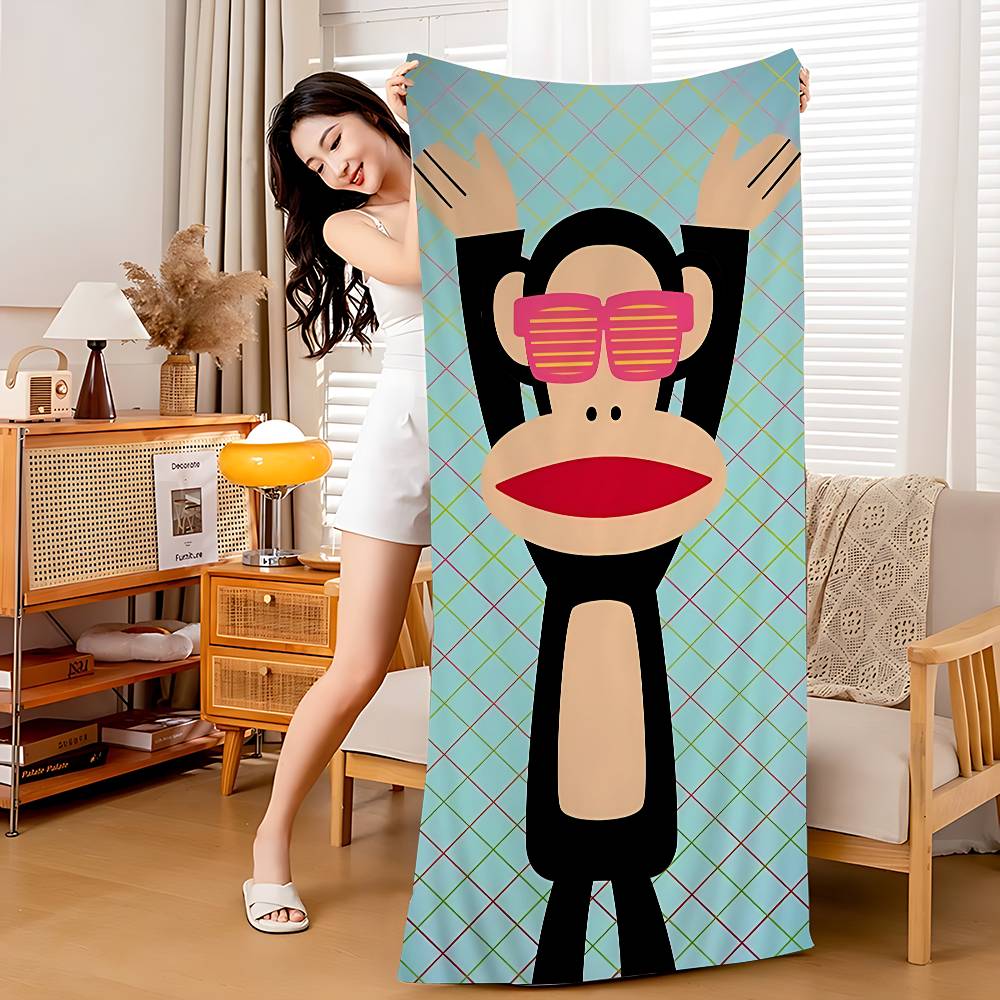 

P-Paul F-Frank Bath Towel Microfiber Soft Water Absorbing Breathable For Girl Kids Decorative Cartoon Beach Towel W30*H60(CM)