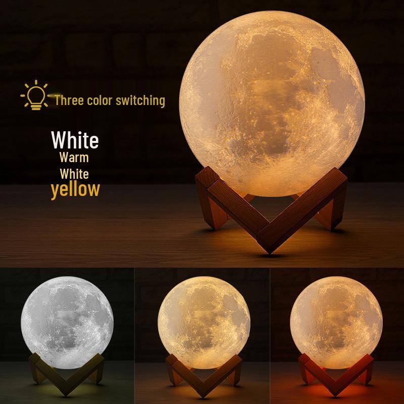 Rechargeable Starry Sky Moon Lamp with Remote Control - Night Table Atmosphere Light