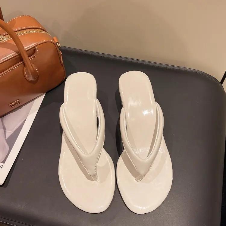 Women's Slippers Flats Shoes Floral Pattern Cutout Toe Post Flip Flops Summer Sandals Low Heels  Beach Luxury  Rhinestones