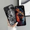 Black Soft Phone Cover Case for iPhone XR 7 8 17Air 15 16 14 Plus XS Max 13 12 11 17 Pro Max Animal Lion Pattern