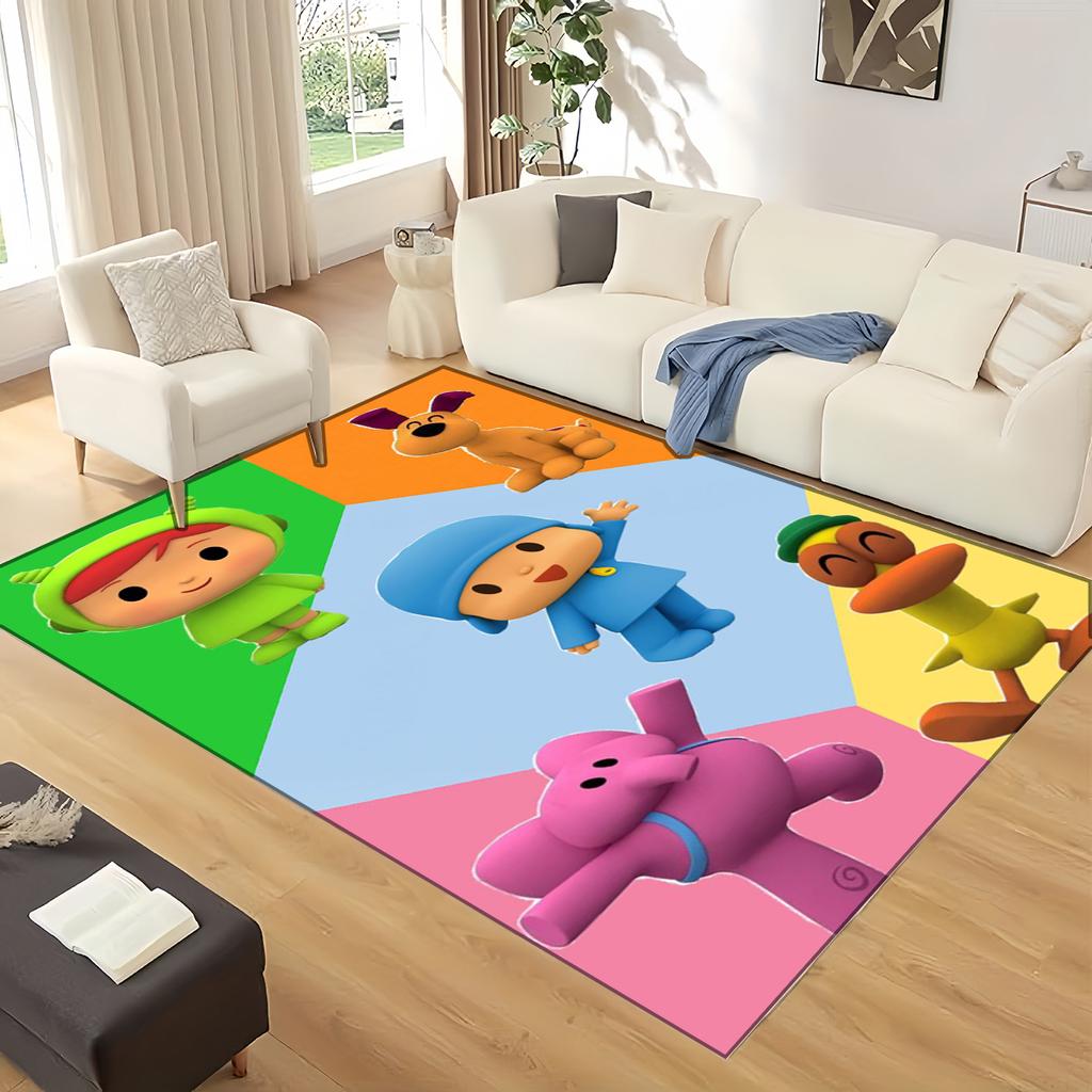 3D Fun P-Pocoyo Elly Pato Cartoon Carpet Rug for Home Living Room Bedroom Sofa Doormat Decor,kids Play Non-slip Floor Mat Gift
