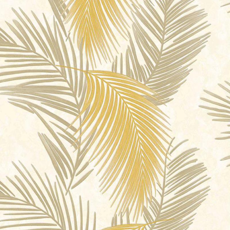 3D American Rural Palm Leaves Wallpaper Bedroom Living Room TV Sofa Background Wallpaper Retro
