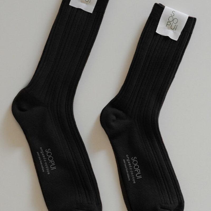 SOOPUI Organic Cotton Socks In black_Organic Cotton Socks In Black