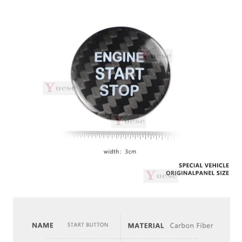 Car Engine Start Stop Button Cover Real Carbon Fiber Sticker For Toyota Highlander 2015-2018