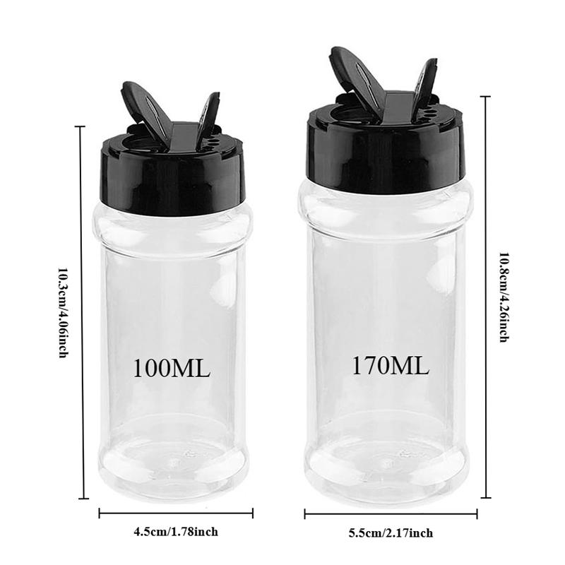 Kunststoff Gewürzflaschen Set Würzebehälter mit Aufkleber Transparent Wiederverwendbarer Behälter Glas für Gewürze, Kräuter, Pulver