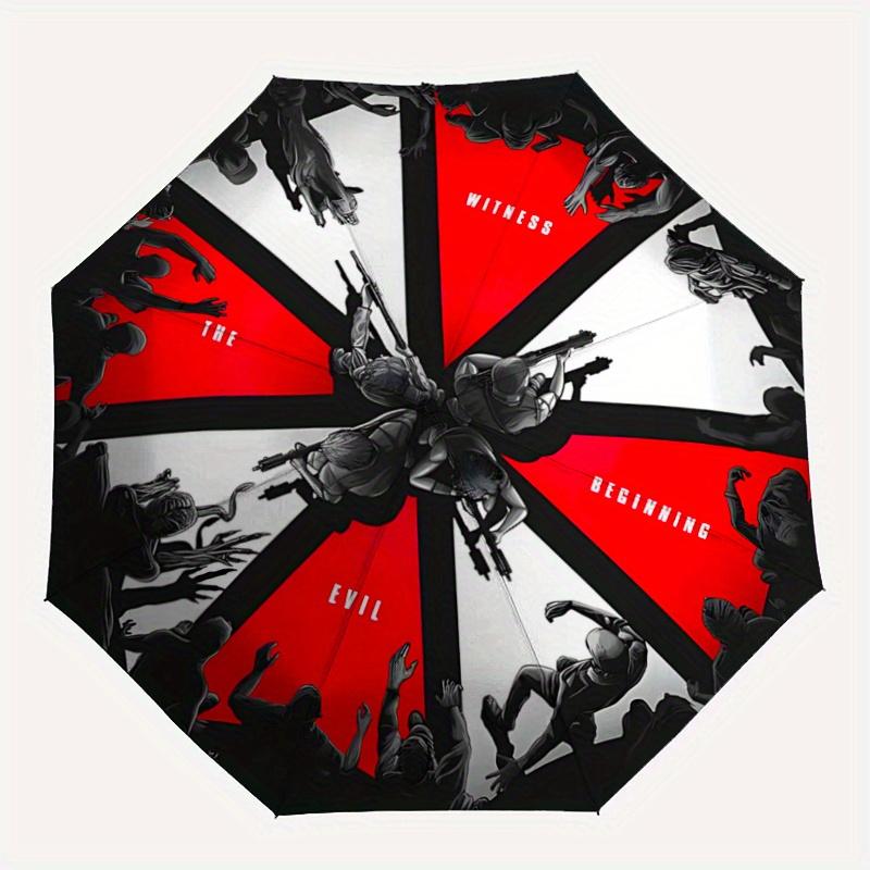 1pc Resident Evil Pattern Umbrella, Fashionable, Personalized, High-Value Folding Umbrella, a Must-Have for Summer, 8-Rib Durable Iron Frame, Tri-Fold