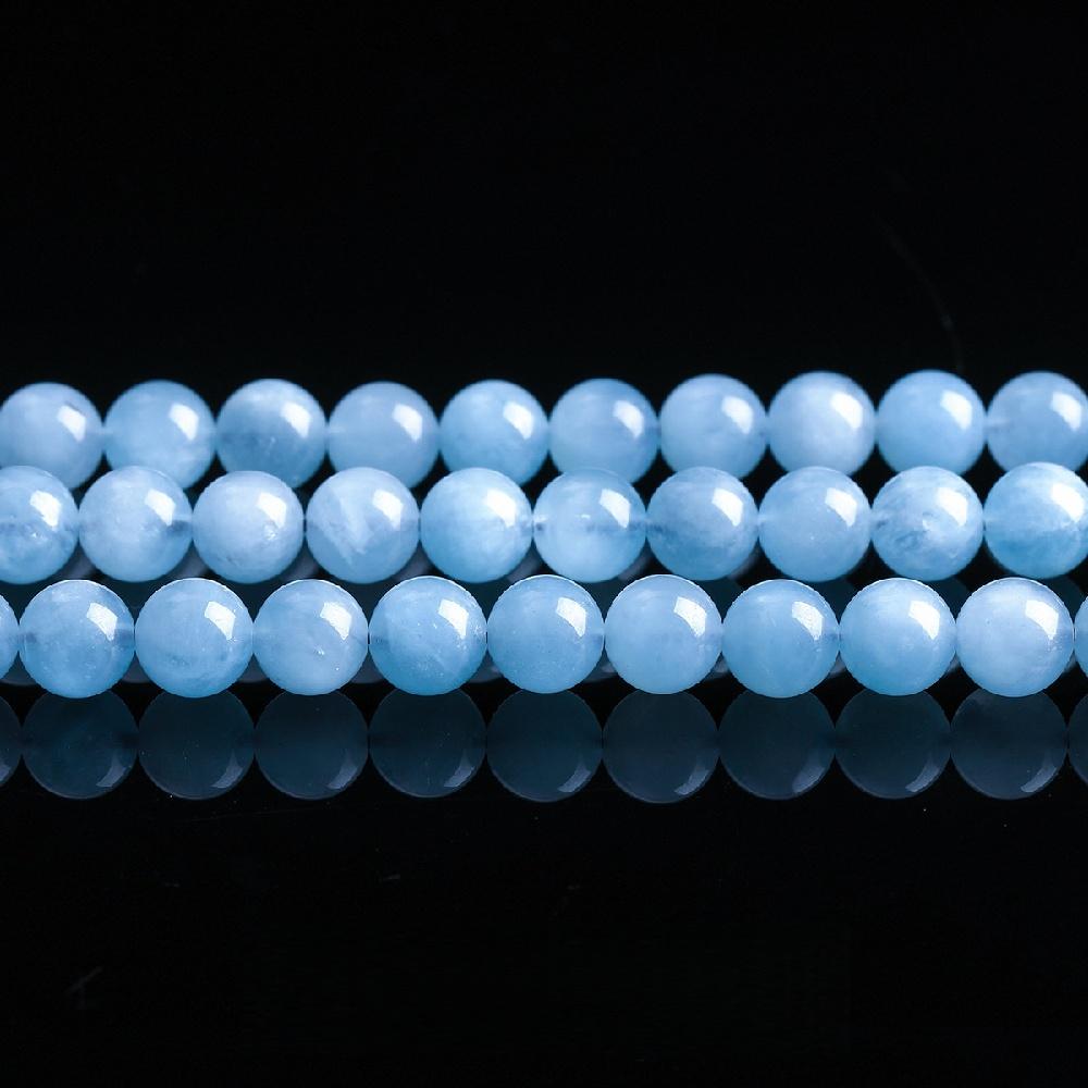 Chalcedony Natural Jades Smog Blue Stone 15" Smooth Loose Spacer Beads 4681012mm For Jewelry Making Diy Bracelets Charms Accessories