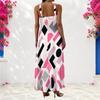 Women Plus Size Scoop Neck Strappy Sleeveless Abstract Printed A Line Maxi Dress