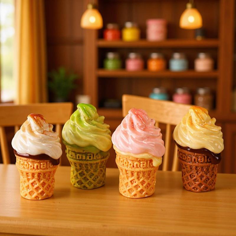 3D Ice Cream Cone Miniature Keychain Pendant Resin Ornament Decoration