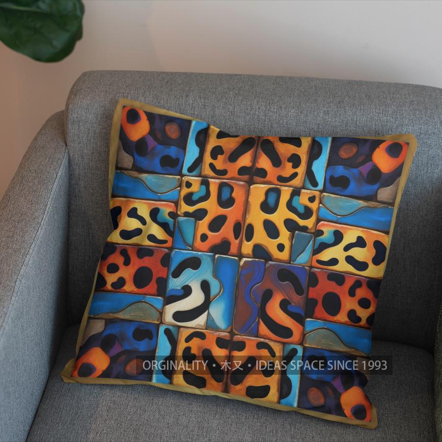 2D Colorful Abstract Leopard-Print Pillow For Home Pattern Cushion Cover Suitable For Sofa Bedroom Car Pillow Cover