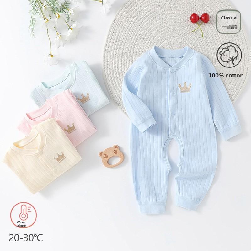 Baby Cotton Long Sleeve Romper With Bone Free Design For Newborns And Infants