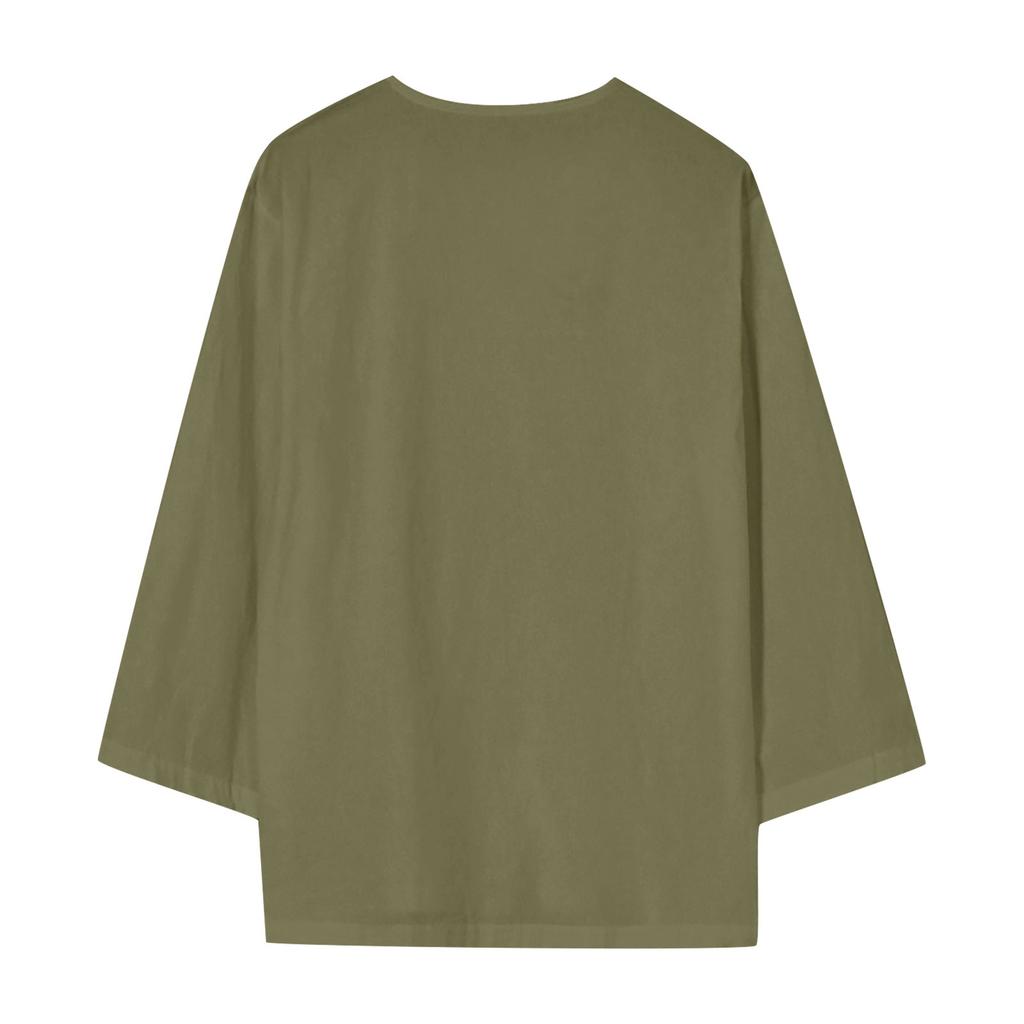 Designer Spring Summer Men's Casual Cotton Linen Color Long Sleeve Shirts Loose Stand Collar Shirts