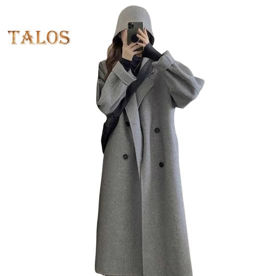 

Женское зимнее пальто, двубортное, с отложным воротником, длинными рукавами, на пуговицах, свободный кардиган, шерстяное пальто средней длины для активного отдыха 2XL серый