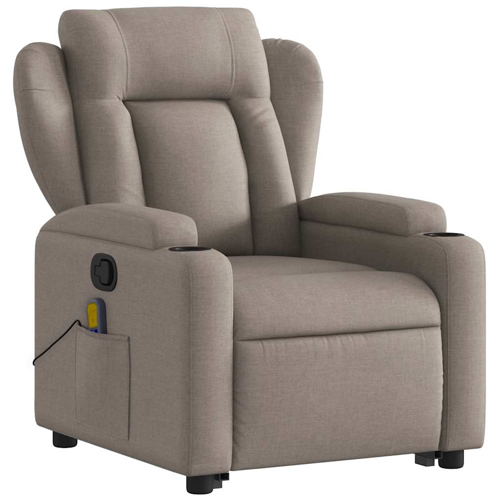 Recliner Chair with Lift Function Taupe Fabric