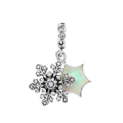 PAndora Opalescent Snowflake Double Pendant And Dangle Silver Charm 794142c01