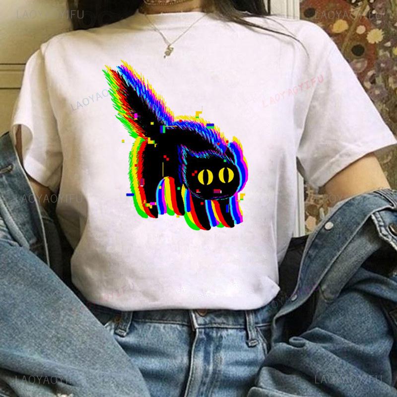 Cute Dinosaur Print T-Shirt Summer Short Sleeve Clothing Fun Versatile Patter Fashion Lady Casual Harajuku Elegant Top T-Shirt Unisex