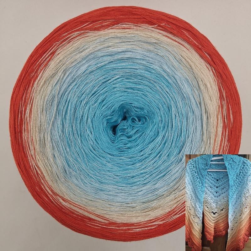 300g Mercerized Cotton Yarn Gradient Color Long Section Dyed Hand Wound Mixed Strand Cake Thread DIY Hand Knitted Shawl Scarf