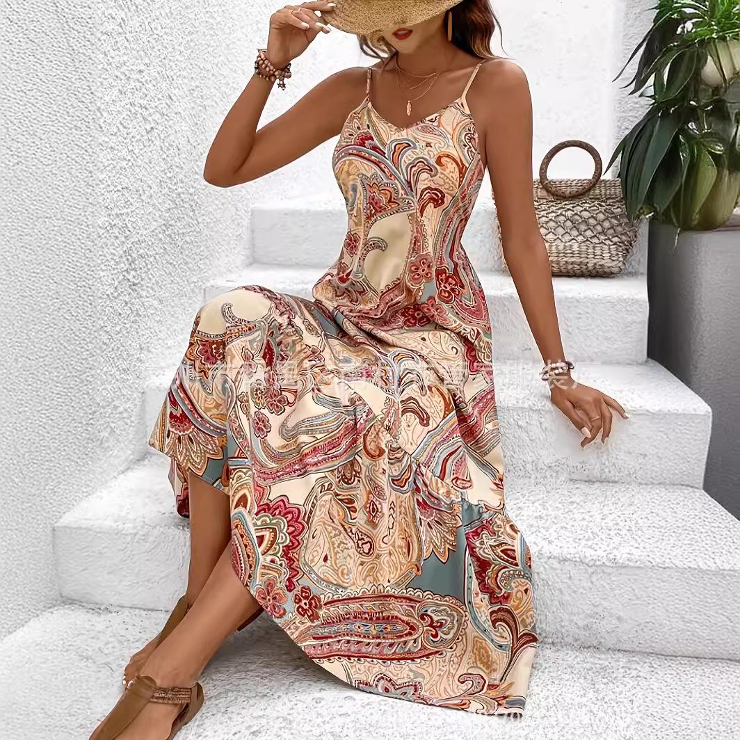 

Paisley Print Vacation Spaghetti Strap Dress for Women, 2025 Style XXL