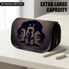 1pc Portable Flip-Top Halloween Themed Pencil Case with Double-Layer Zipper, Silhouette Monster Purple Design, Large Capacity Thickened Oxford Multifu