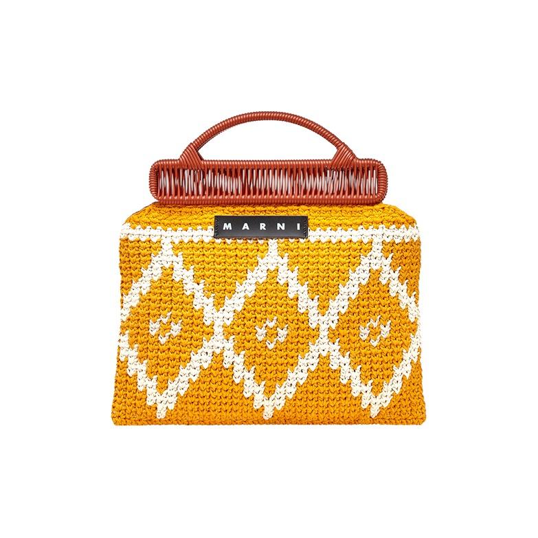Marni Blossom Garden Market Crochet Bag Women Handbags Yellow White BOMH0001Q0FC001JQY33 Basic Set BagDust Bag 23640₽