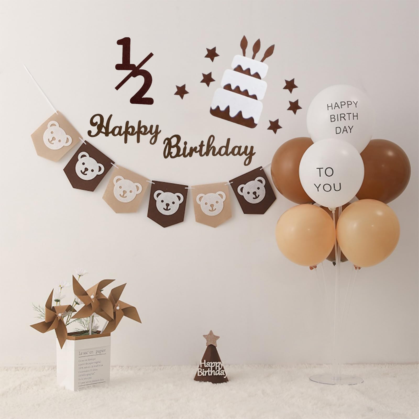 

SensaBliss Birthday Decoration Set 1/2 Year Garland Banner Wall Decor Girls Boys Gift Party Happy Felt