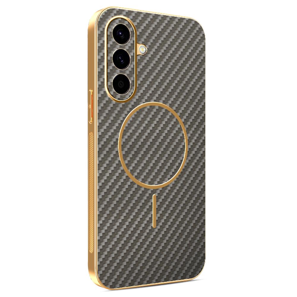 For Samsung Galaxy A56 5G Phone Case Carbon Fiber Textured Electroplated TPU Back Cover