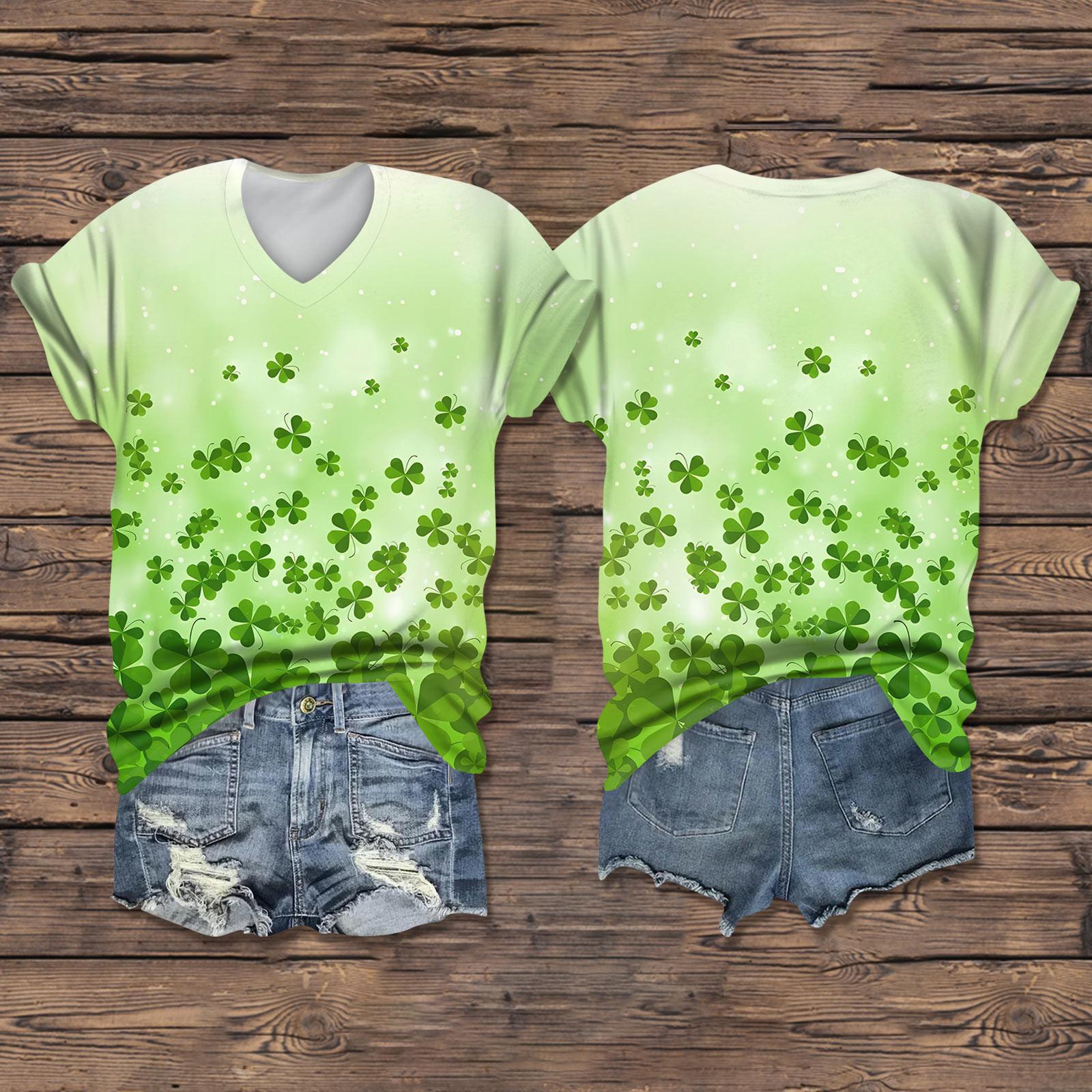 

Женская повседневная одежда St. Футболка с короткими рукавами и V-образным вырезом с принтом Патрика XXL