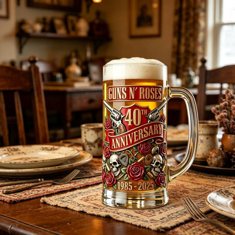 Guns and Flowers 40th Anniversary Collector's Edition Embossed Beer Tie Cup, Rock Peripheral Collection Ornament
