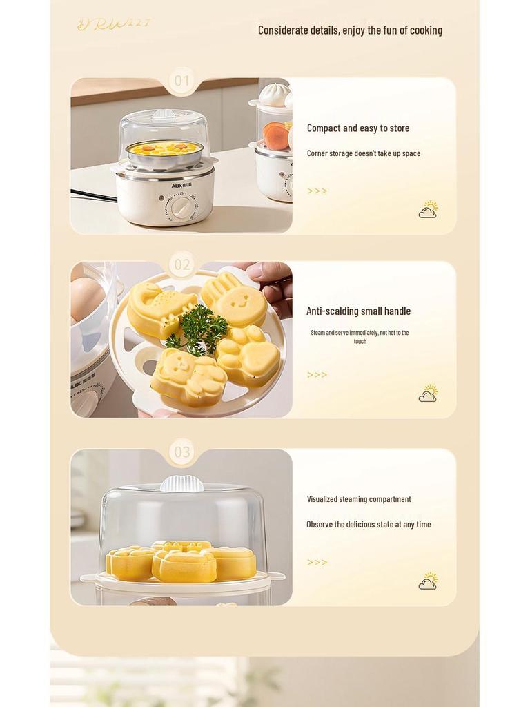 Compact Stainless Steel Automatic Egg Boiler with Auto-Off