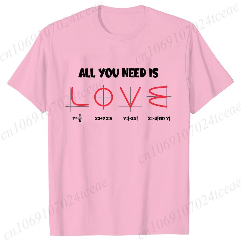 Retro Men's T-Shirt All You Need Is Love Math Equation Short Sleeve T-Shirt Summer Casual Tees Top Loose Oversize T-Shirt Men