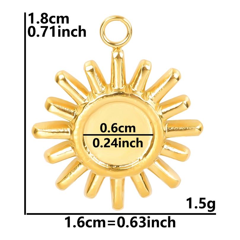 6pcs Real Gold Plated Sun Charms For Jewelry Making Supplies Stainless Steel Charm Pendants Heart Moon Thread Sunshine Material