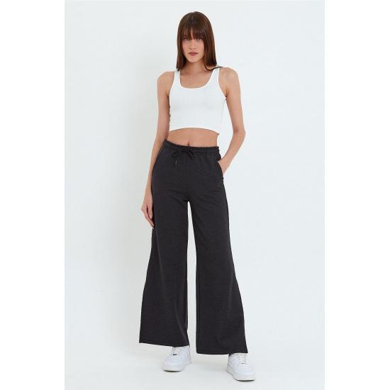 Women's Pocketed Slit Sweatpants Trousers