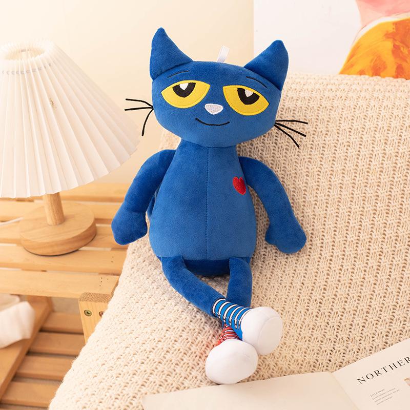 Katt Plysjleke Blå Kattdukke Klutedukke