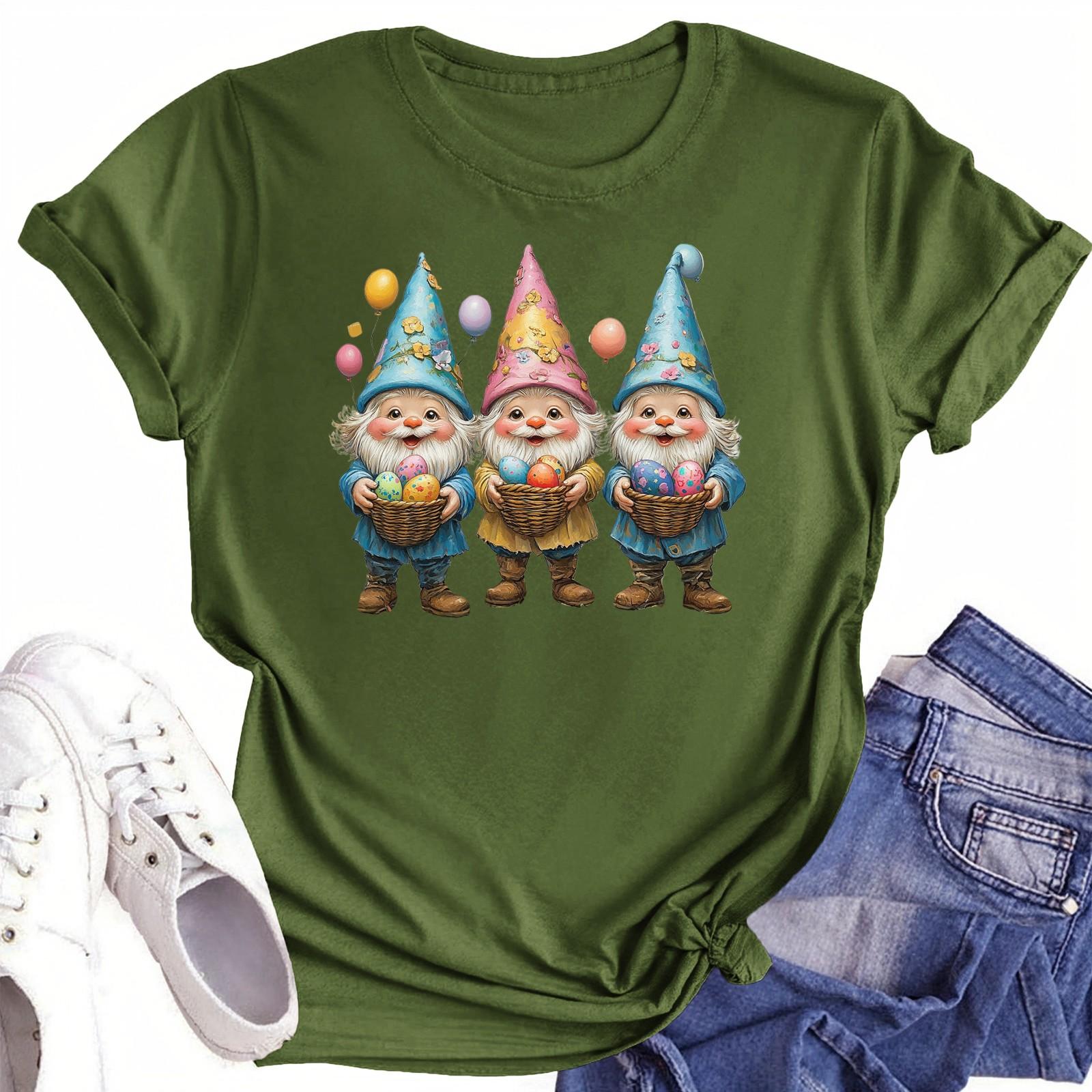 

Женская повседневная футболка с круглым вырезом и короткими рукавами с принтом L армия зеленый